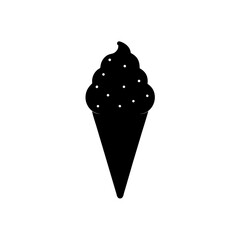 Ice cream cone silhouette on transparent background