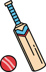 Vector art of cricket bat and ball