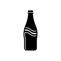 Simple black soda bottle on transparent background silhouette