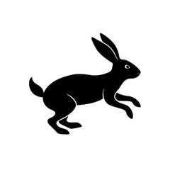 Silhouette of rabbit jump on transparent background