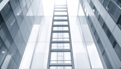 Fototapeta premium Cinematic view of a corporate ladder symbolizing career growth and ambition, captured with dramatic lighting, highlighting professional advancement, leadership, and success in the business world