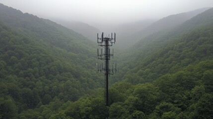 Obraz premium Cell tower in mountain forest