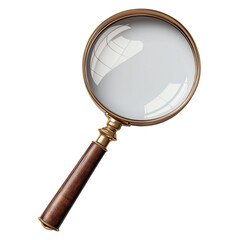Magnifier Glass Isolated on Transparent Background, Optical Lens Magnifier Isolated, Classic Handheld Magnifying Glass Isolated