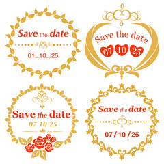 Text wedding date in decorative classic frame