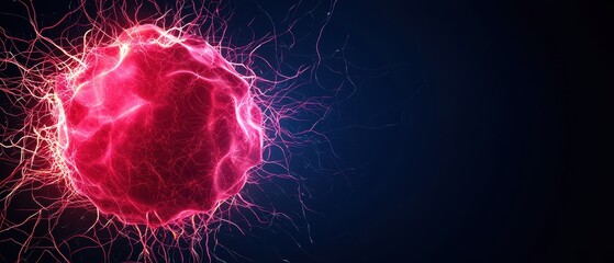 A vibrant, abstract representation of a glowing sphere, surrounded by dynamic energy lines, set against a dark background.