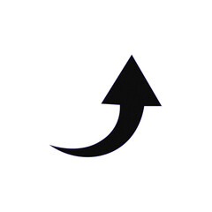 Black upward curved arrow symbol graphic for growth and progress