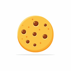 Fototapeta premium Illustrated flat design of a single, isolated chocolate chip cookie with shadow effect