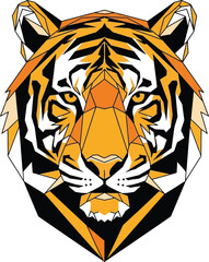 Fototapeta premium Vector art of geometric tiger face illustration