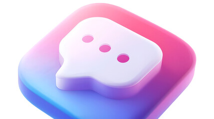 Vibrant 3d chat bubble icon with gradient background and subtle transparency effects