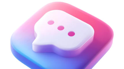 Vibrant 3d chat bubble icon with gradient background and subtle transparency effects