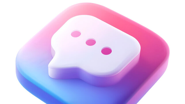 Vibrant 3d chat bubble icon with gradient background and subtle transparency effects