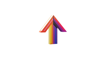 Vibrant multicolored arrow pointing upwards on a subtle textured background symbolizing progress and direction