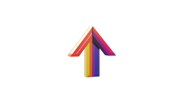 Vibrant multicolored arrow pointing upwards on a subtle textured background symbolizing progress and direction