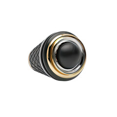 Bold black ring with onyx and gold accents