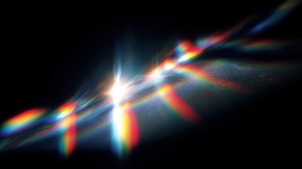 blurred rainbow refraction overlay effect light lens prism effect on black background holographic reflection crystal flare leak shadow overlay colorful rainbow disco ball light