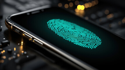 Modern smartphone displaying a vibrant fingerprint scanner design