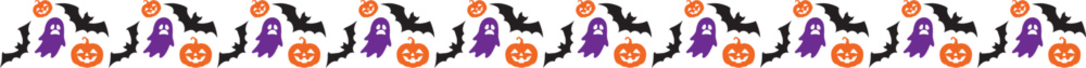 Spooky Halloween Divider with Bats, Pumpkins, and Ghosts – Festive Border Design for Invitations and Decorations