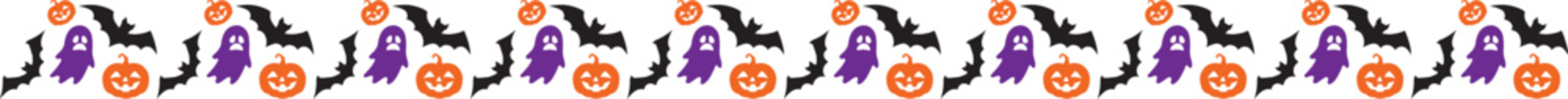 Spooky Halloween Divider with Bats, Pumpkins, and Ghosts &ndash; Festive Border Design for Invitations and Decorations