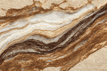Obraz premium Abstract wavy stone texture background in brown beige and white shades natural material design
