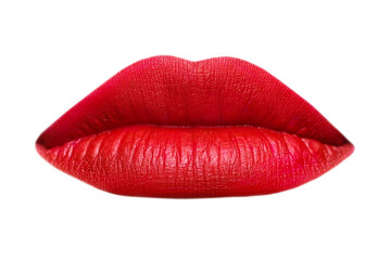 Female lips with red lipstick isolated on white