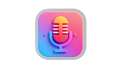 Vibrant 3d microphone icon with gradient background for audio and voice recording applications