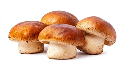 Fototapeta premium Fresh brown mushrooms on white background