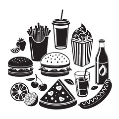 Minimalist Food and Drinks Vector Silhouettes
