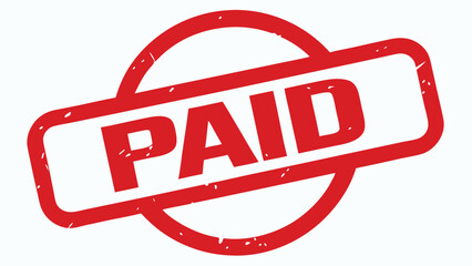 Vector art of red rubber stamp with the word paid in white, isolated on a