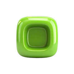 Bright lime-green square button, concave center