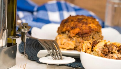 Still Life Culinary Presentation of Traditional Comfort Food Dish