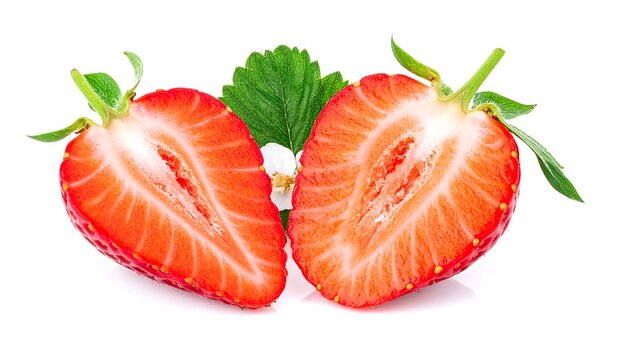 Two halved strawberries, fresh and vibrant - Powered by Adobe