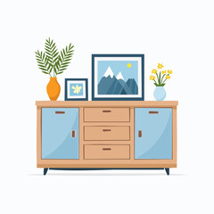 Modernes Highboard in Holzoptik mit Schubladen und Fächern