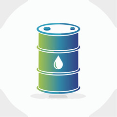 Illustrative design showcasing an oil barrel with a gradient color scheme and water drop
