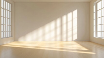Fototapeta premium Empty room with sunlight and wooden floor