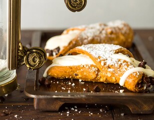 Delicious Italian Cannoli Pastry with Cream Filling Close Up Food Still