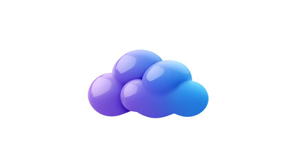 Vibrant gradient blue and purple 3d cloud icon with soft shadow on transparent background