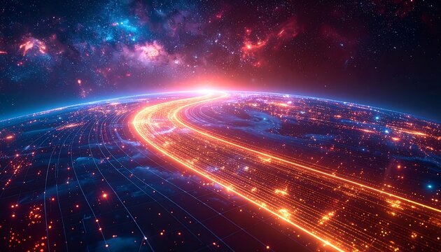 Cosmic cityscape, digital pathways