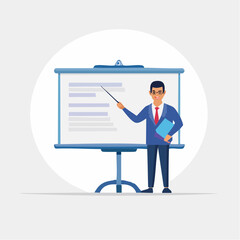 Fototapeta premium Professional Presenter Delivering a Presentation with Illustrated Visual Aids for Education