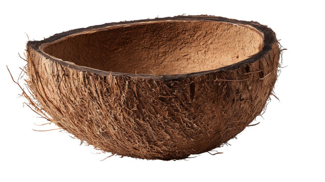 Basket full of freshly picked coconuts on the plantation ground, coconut trees on transparent png background. Ai generated
