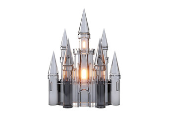 Obraz premium Crystal castle isolated on transparent background with intricate architectural design