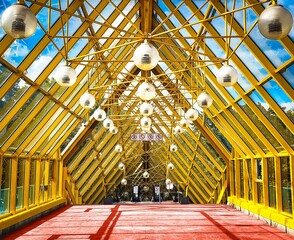 Colorful Geometric Passageway over a River