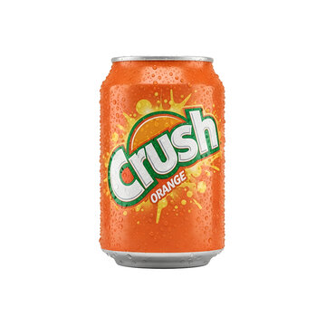 Crush Orange Carbonated Soft Drink Can with Logo, Studio Packshot