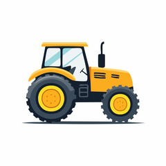 Obraz premium Vibrant Yellow Tractor Illustration Depicting Agricultural Machinery on a White Backdrop