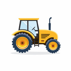 Vibrant Yellow Tractor Illustration for Agriculture and Farming Related Concepts