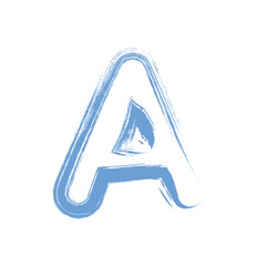Letter a painted with blue brush strokes isolated on white background, offering a creative and artistic design for various projects and educational purposes