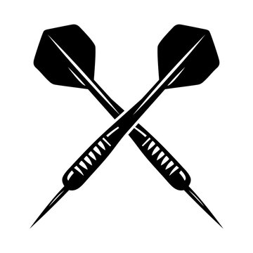 Dart silhouette Illustration &ndash; Crossed Darts Icon for Sports, Game, Pub Logo, Target Symbol, Vector Design