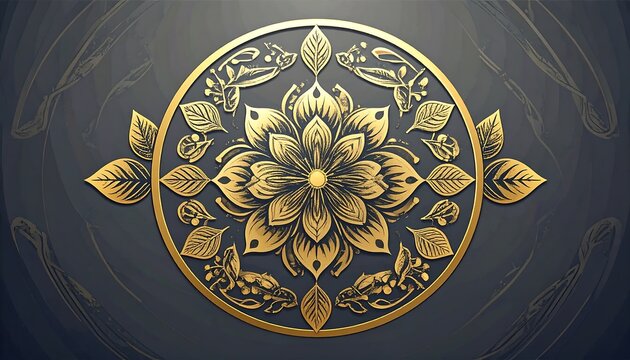 Ornate gold mandala on dark background