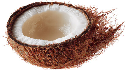 Fresh coconuts arranged in a neat pile, tropical plantation in soft focus on transparent png background. Ai generated
