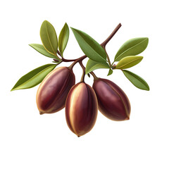 Jojoba Fruit Isolated on Transparent Background, Fresh Jojoba Fruit Clipart, Botanical Jojoba Fruit Isolated