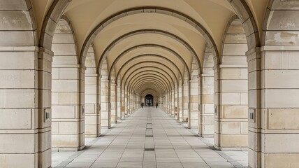 Obraz premium Historic Stone Archway Corridor with Symmetry 